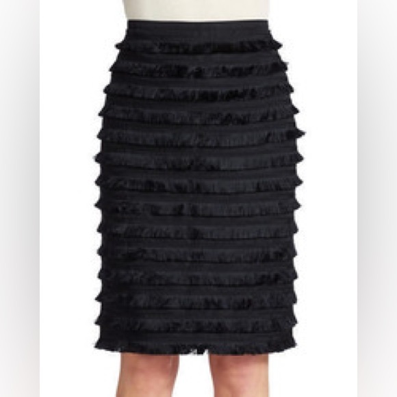 Lord & Taylor Dresses & Skirts - Lord & Taylor Black Fringe Pencil Skirt Size 8